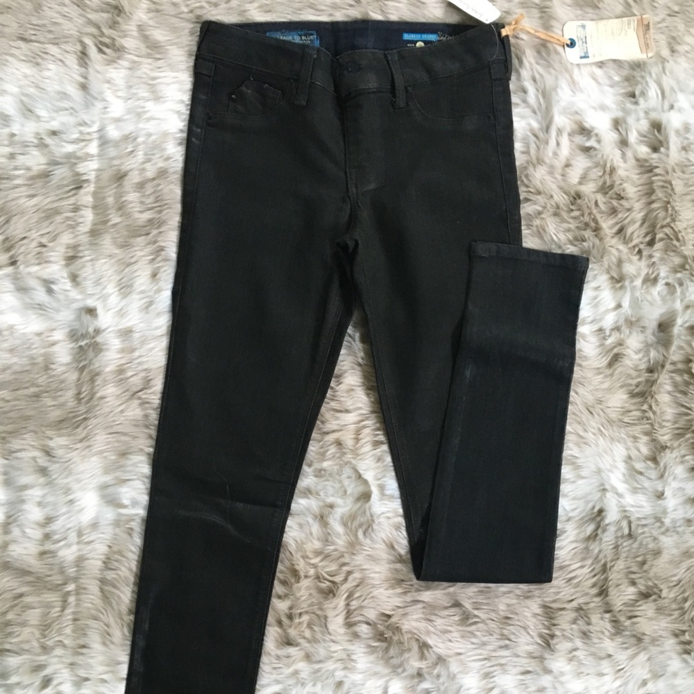 Fade to Blue Leatherette Style Skinny Jean